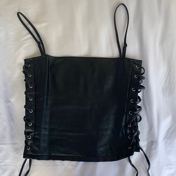 Revolve - by the way Leather Lace Up Top w/ Ties - Picture 1 of 11